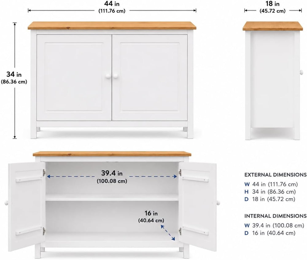 From the Tree Furniture 44" Wide White & Pine Top Solid Pine Shaker ...