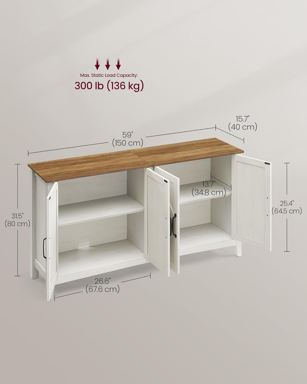 VASAGLE Buffet Cabinet, Coffee Bar, Adjustable Shelf | Sideboard Storage with...