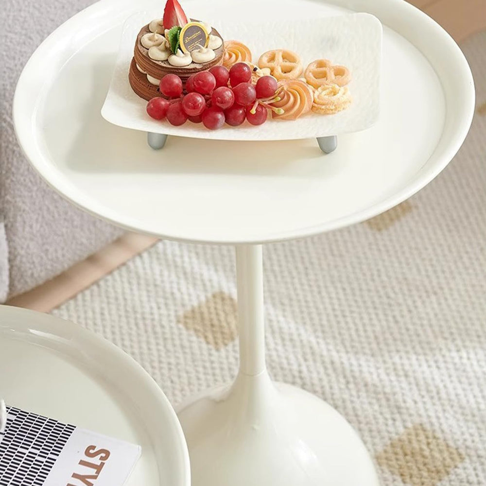 Gdrasuya10 Round Neating Tables Set of 2, White Side Table End Table Metal Ne...