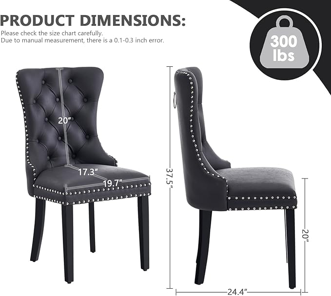Kiztir Leather Dining Chairs Set of 4, Upholstered Dining Chair with Nailhead...