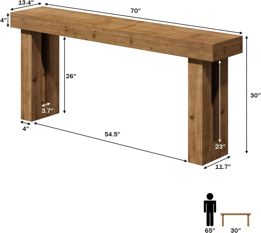 HOKYHOKY Solid Wood Entryway Table, 70-Inch Long Farmhouse Console Tables | R...