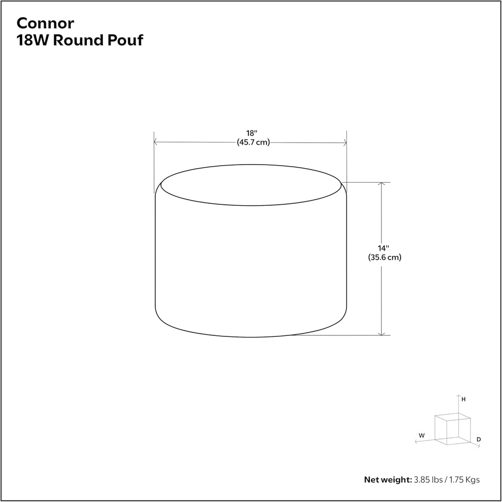 SIMPLIHOME Connor 18" Wide Genuine Leather Round Pouf in Weathered Camel...