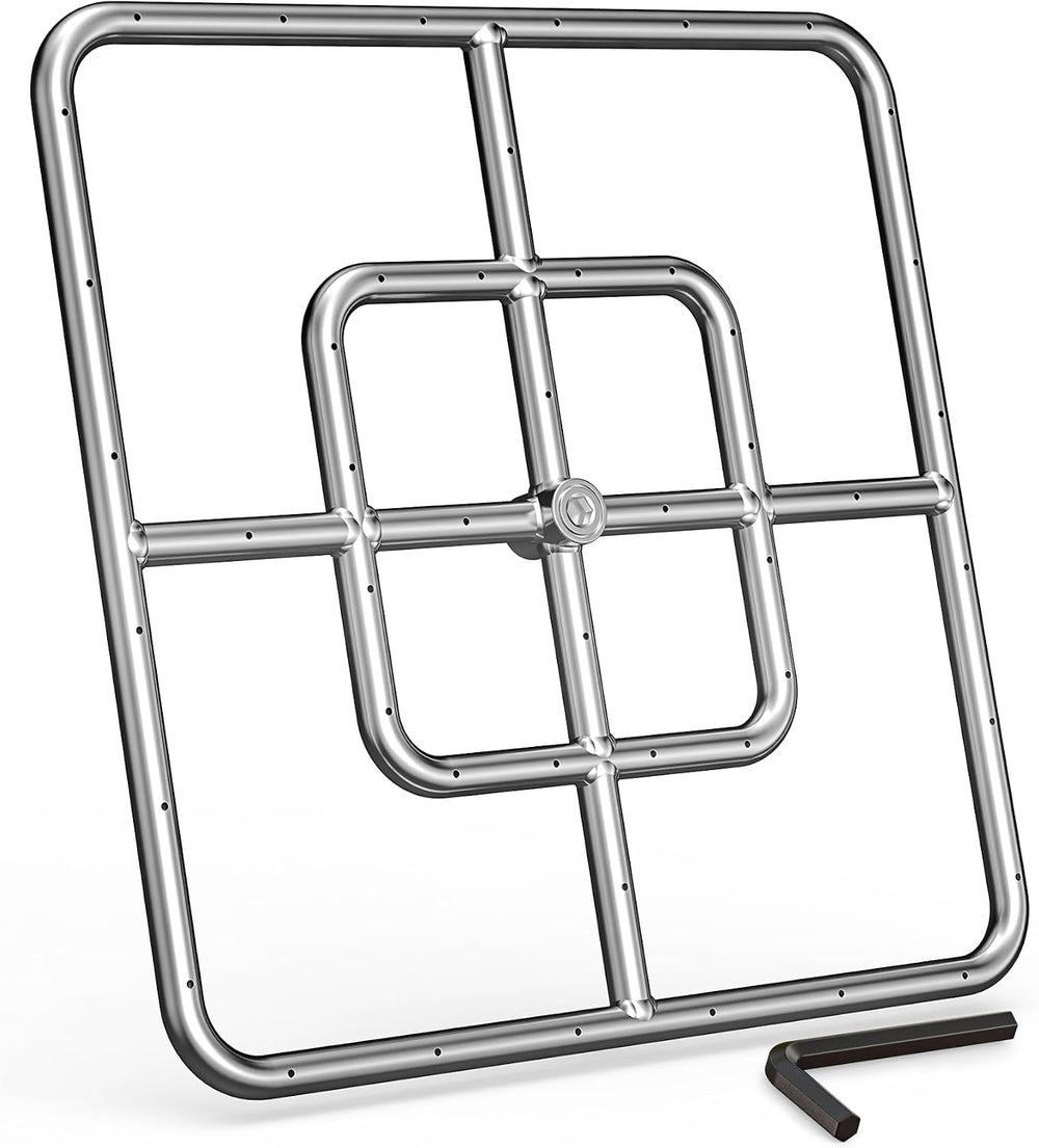 onlyfire 18" Square Fire Pit Burner Ring for Natural Gas/Propane Fireplace