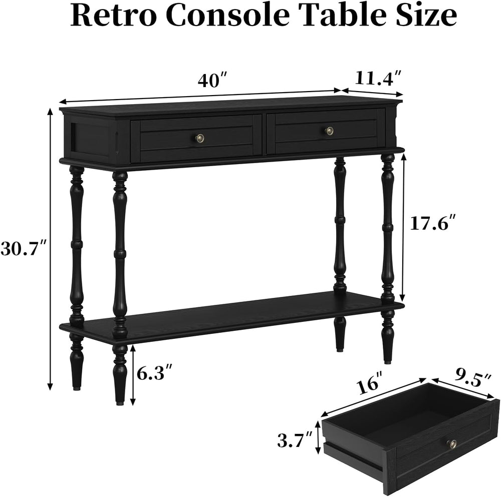 ARTPOWER Console Table for Entryway with 2 Drawers, 10 mins Assembly, Black |...