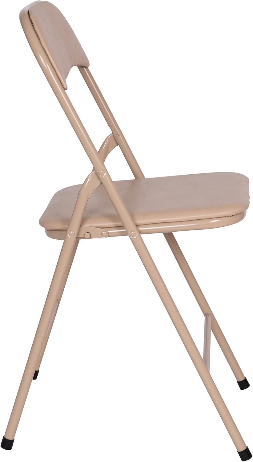 EMMA + OLIVER Tan Square Folding Card Table and Chairs Set for 4 Players | Li...