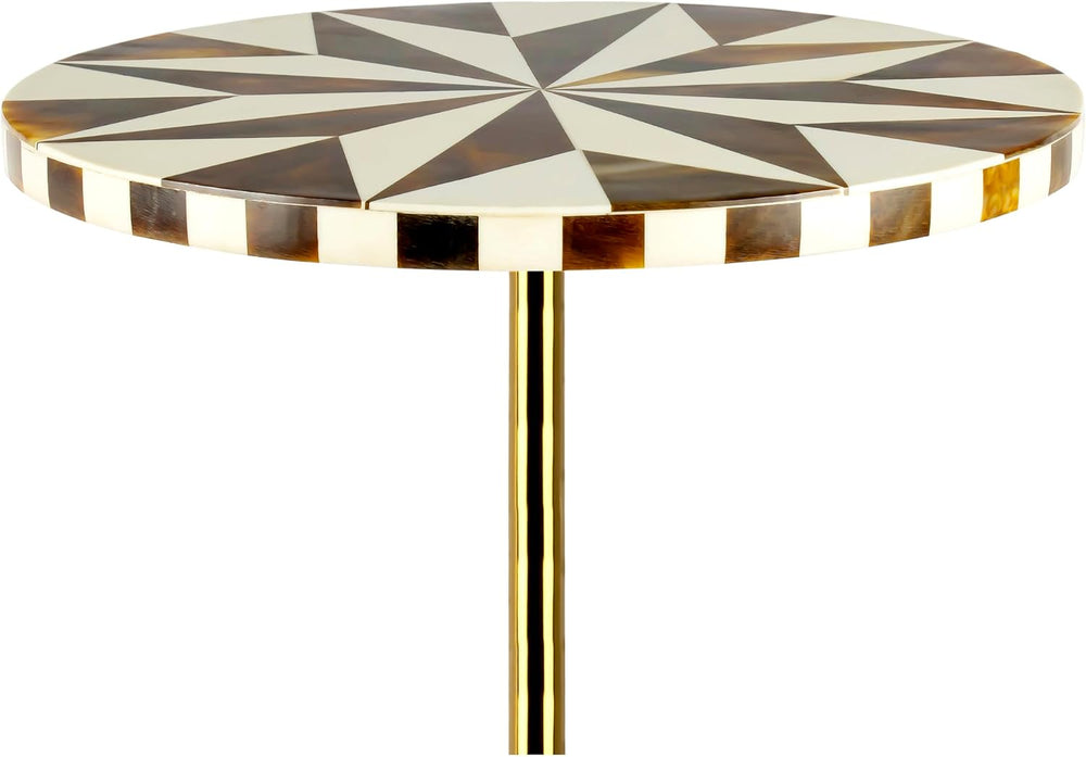 JONATHAN Y Calix 23.5" Round Compass Rose Pedestal Drink Table, Dark Bro...