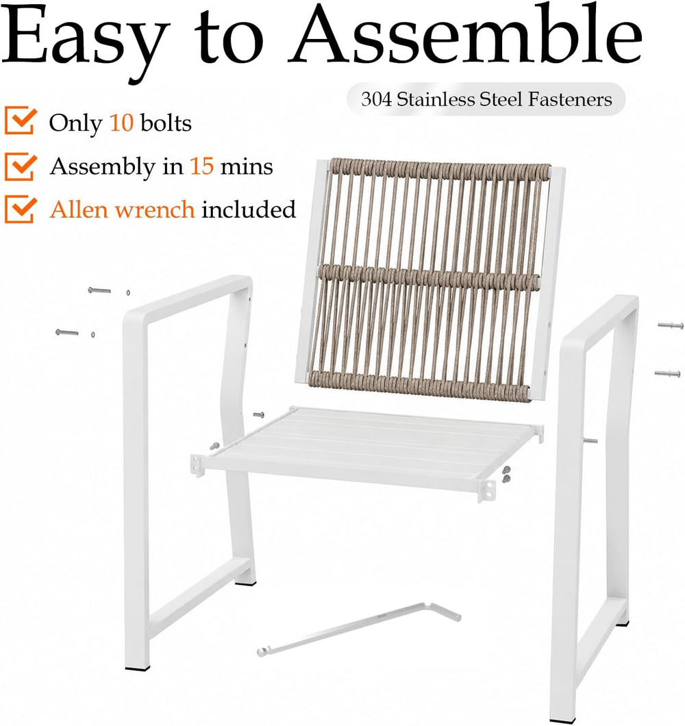 Outdoor HDPE Patio Dining Chairs ,400Lbs,White ,Set of 2