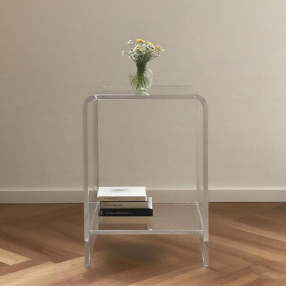 Clear Acrylic End Table/Nightstand,22" H Sleek and Durable Bedside Stora...