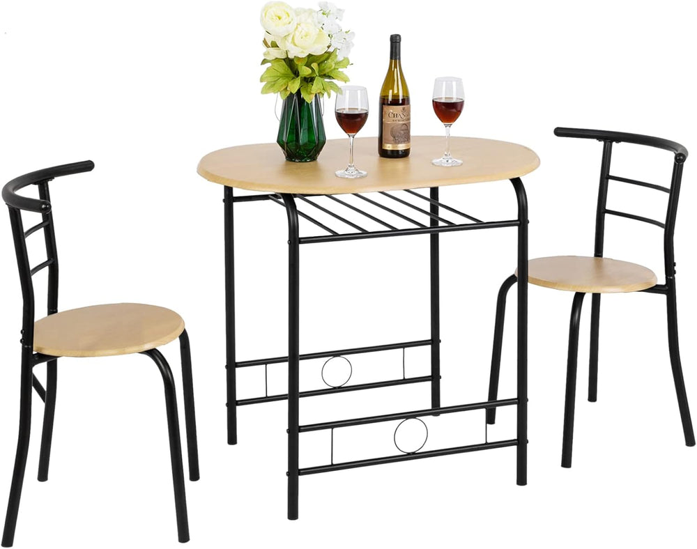 VINGLI 3 Piece Dining Set,Small Kitchen Table Set for 2,Breakfast Table Set f...