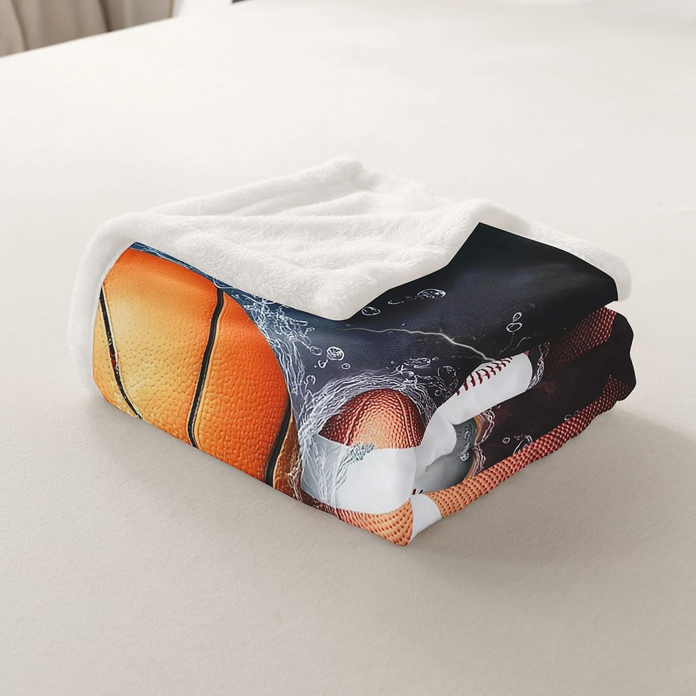 Erosebridal Sports Ball Sherpa Throw Blanket 40"x50"