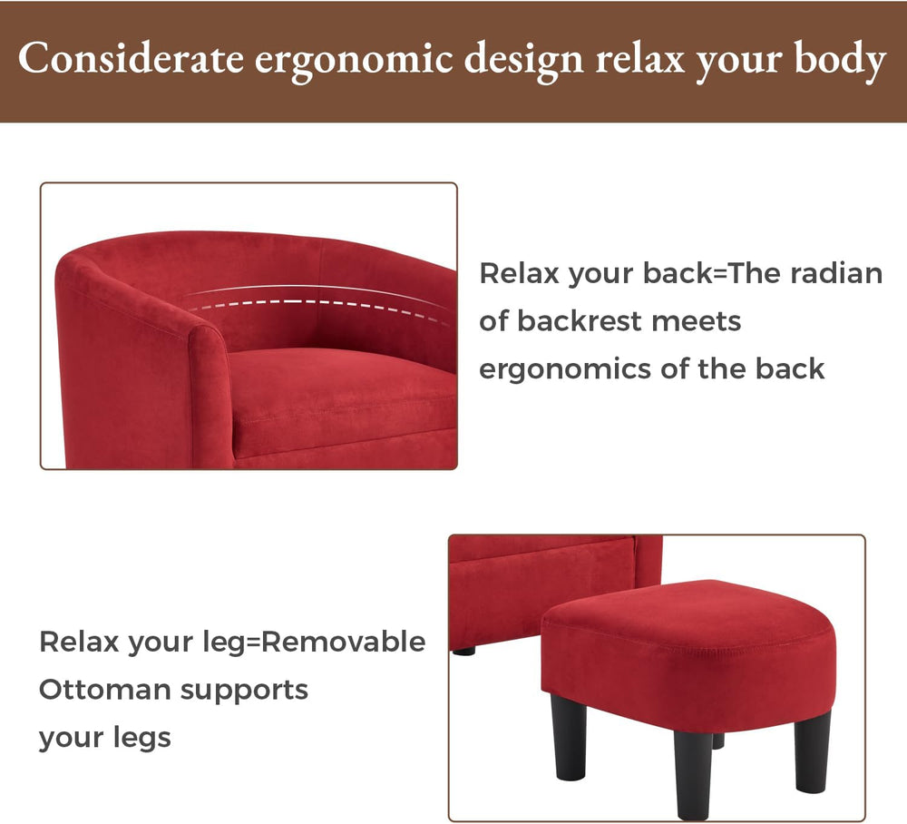 INZOY Oversized Accent Chair with Ottoman, 23.2" W Oversized Club Chair ...