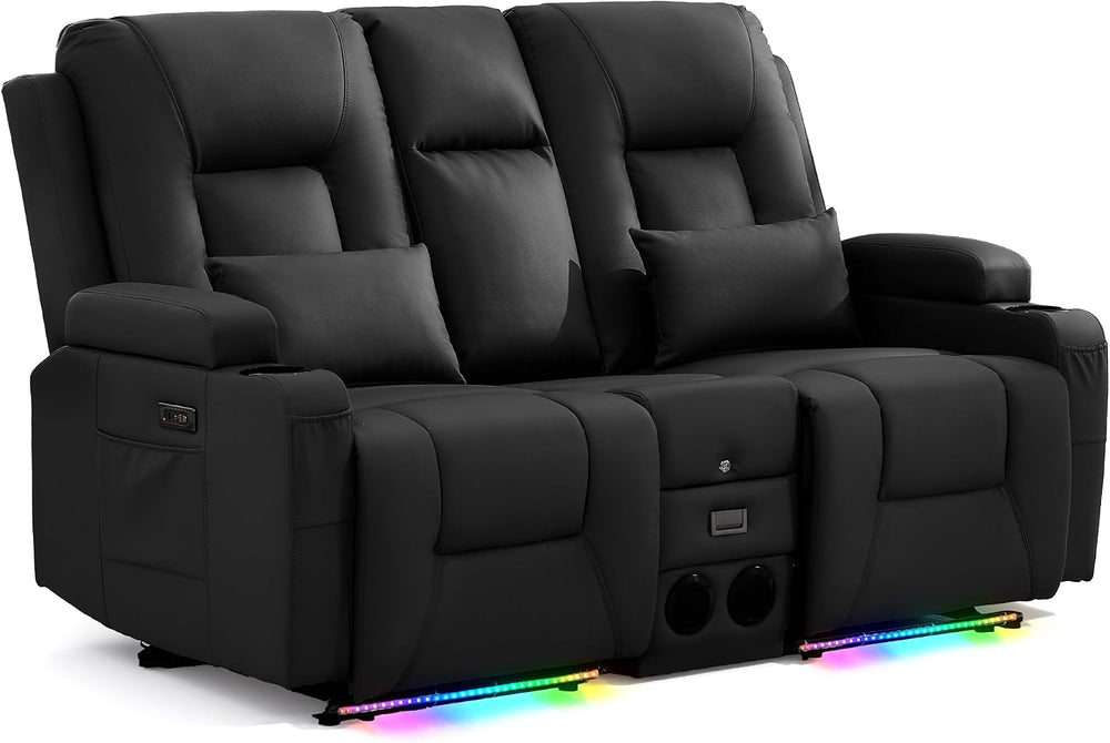 URRED Wall Hugger Power Reclining Loveseat Sofa,Black:68.1" - 2 Seats