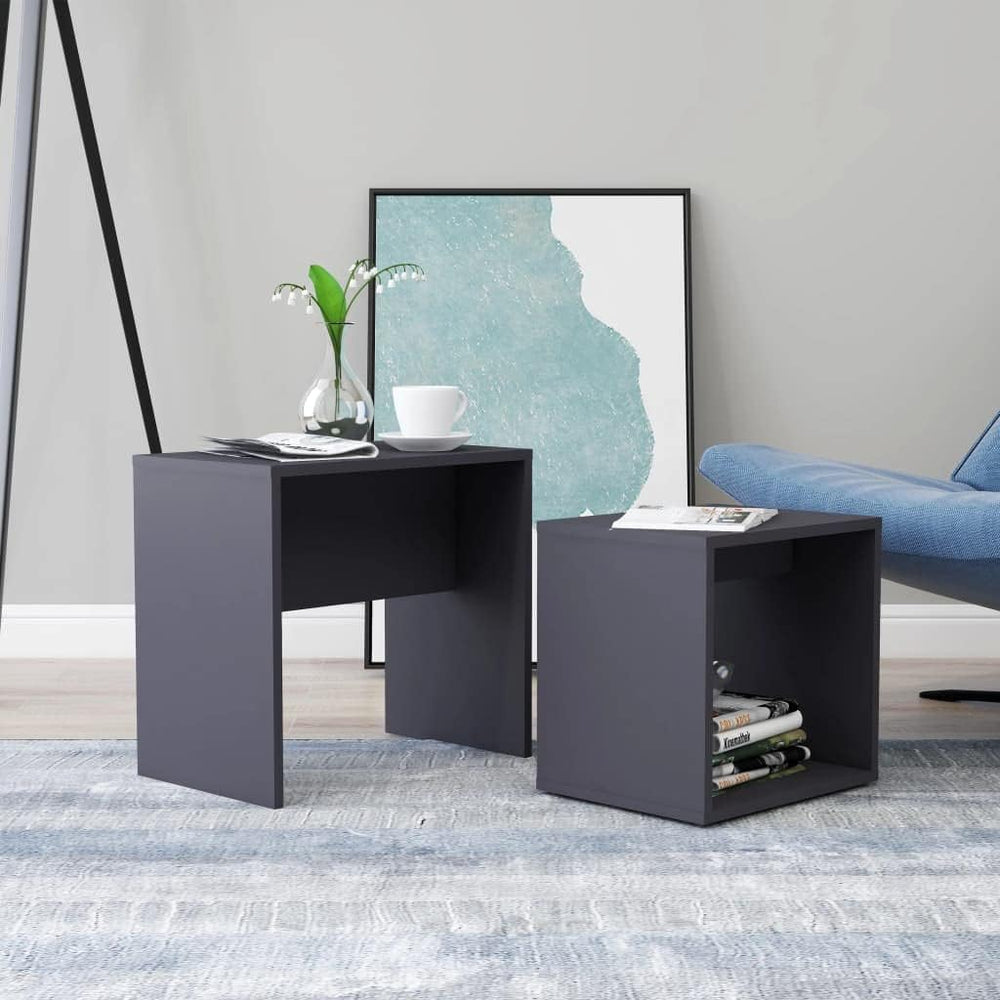 vidaXL Coffee Table Set Gray 18.9"x11.8"x17.7" Engineered Wood...