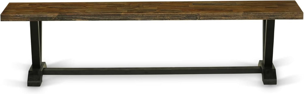 East West Furniture VB677 V-Style Modern Dining Table Bench with Wood Seat, 7...