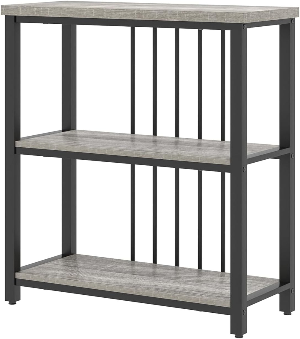 FOLUBAN 3 Tier Bookshelf, Short Bookcase for Small Space, Modern Wooden and M...