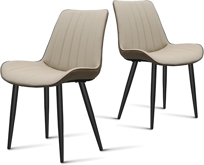 Dining Chairs Set of 2, Leather Modern Kitchen & Dining Room Chairs, Comf...