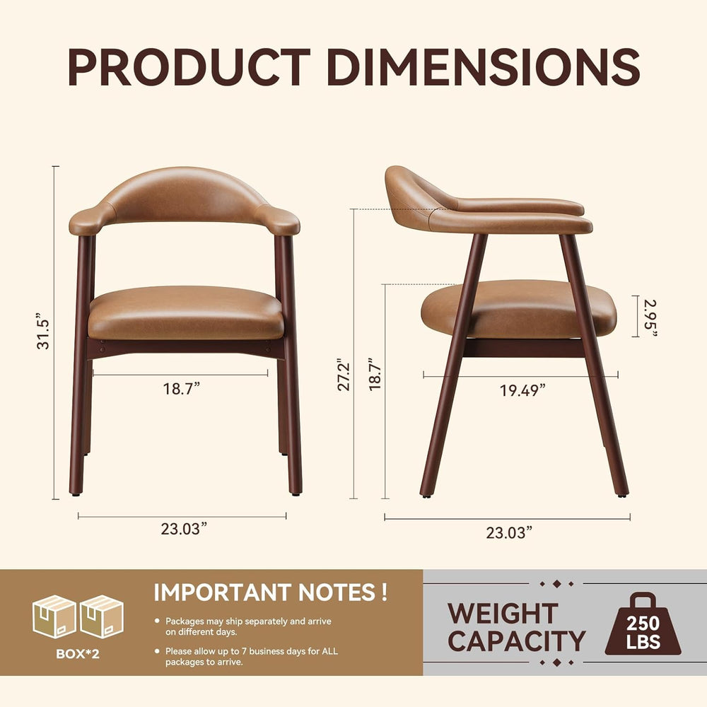 MALOL Leather Dining Chair with Armrest Set of 4, Upholstered Dining Room Cha...