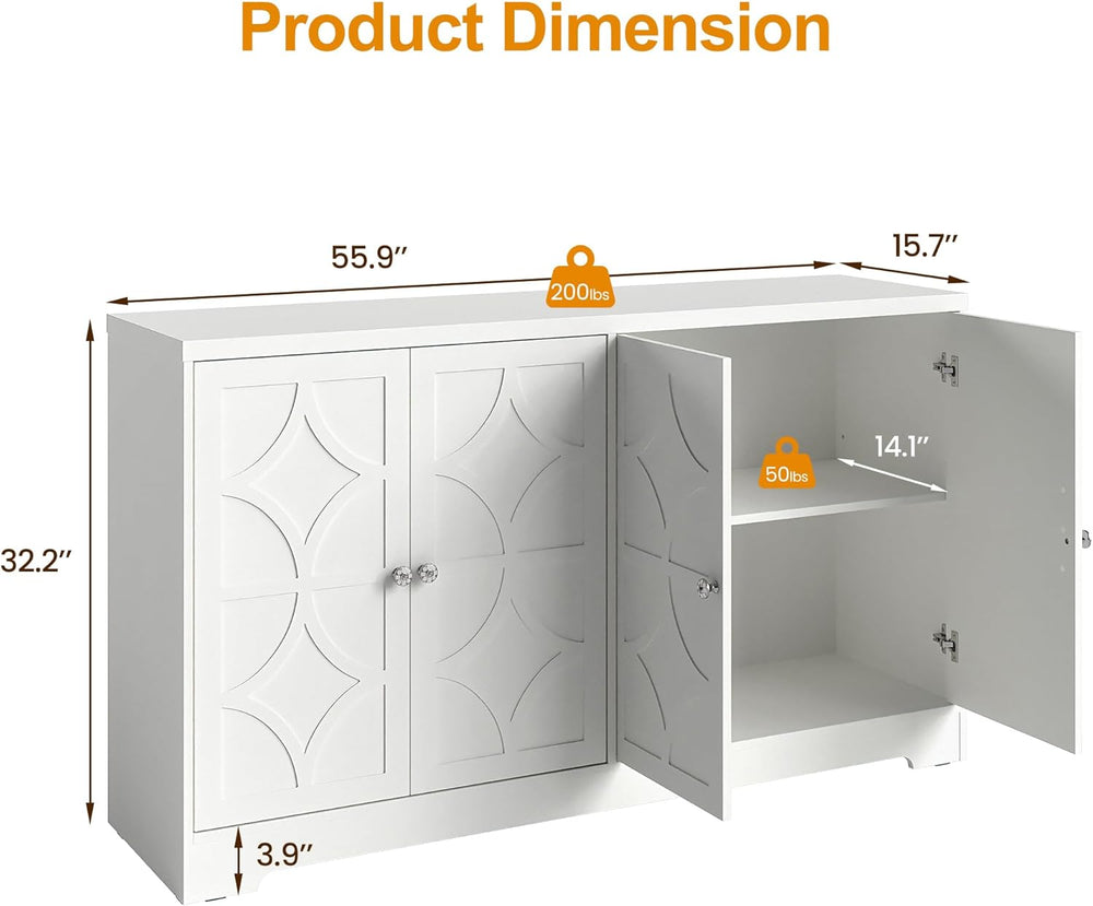 RoyalCraft Sideboard Buffet Cabinet with Storage, 56" Modern Sideboard w...