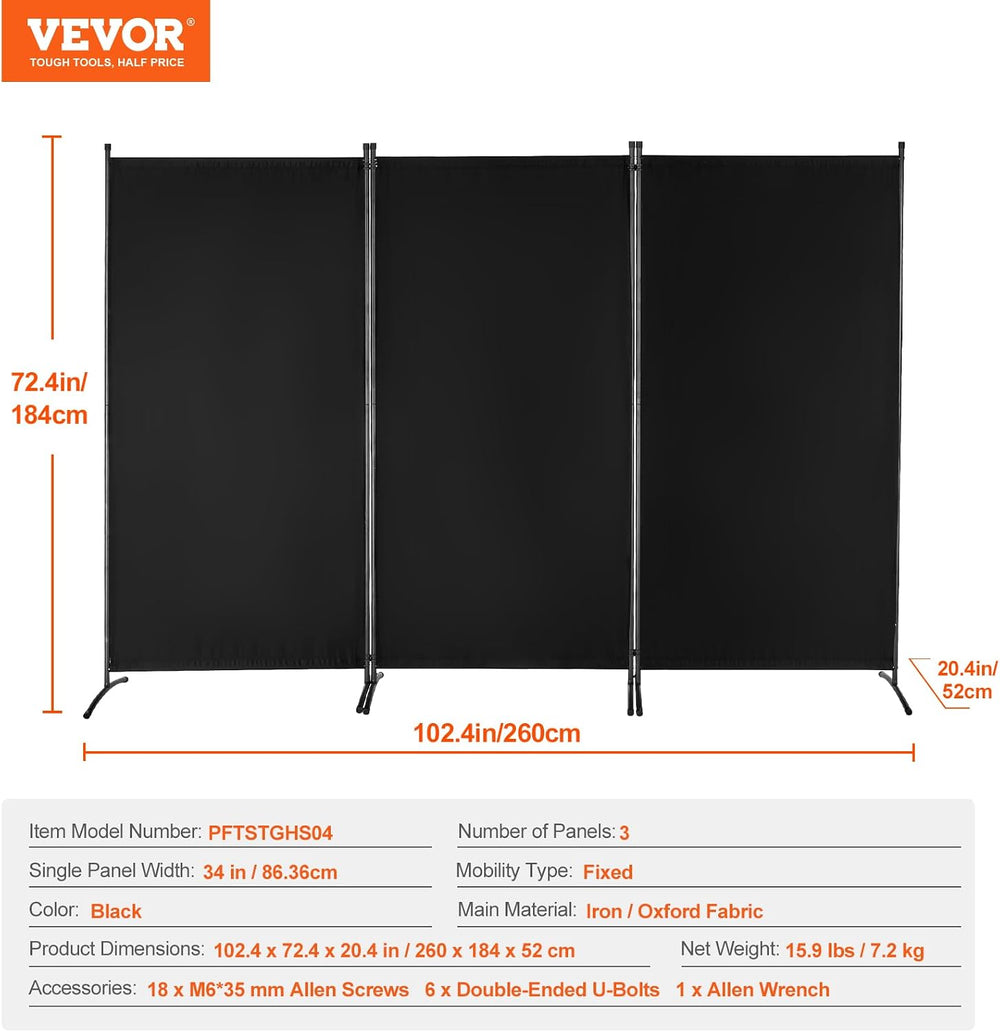 VEVOR Room Divider, 3 Panel Room Divider, Folding Privacy Screen and Portable...