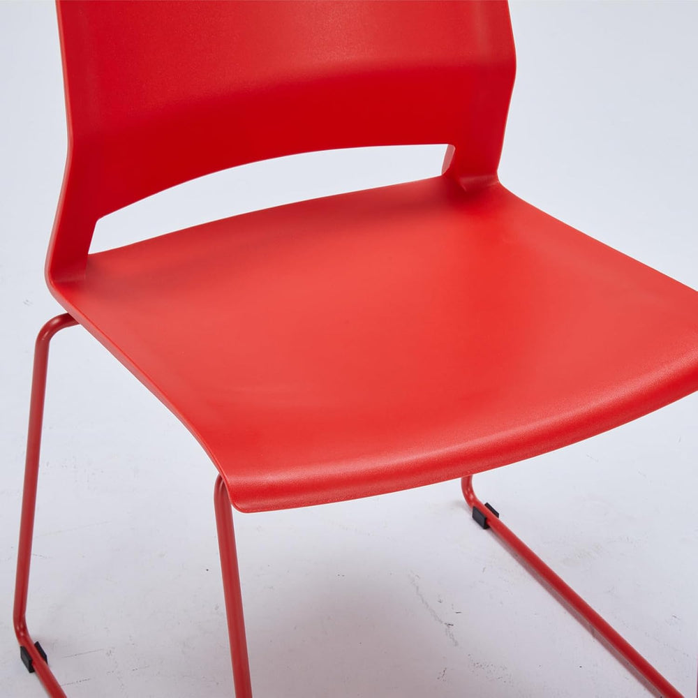 Red Stacking Conference Guest Chairs Set of 4, stackable Waiting Breakroom
