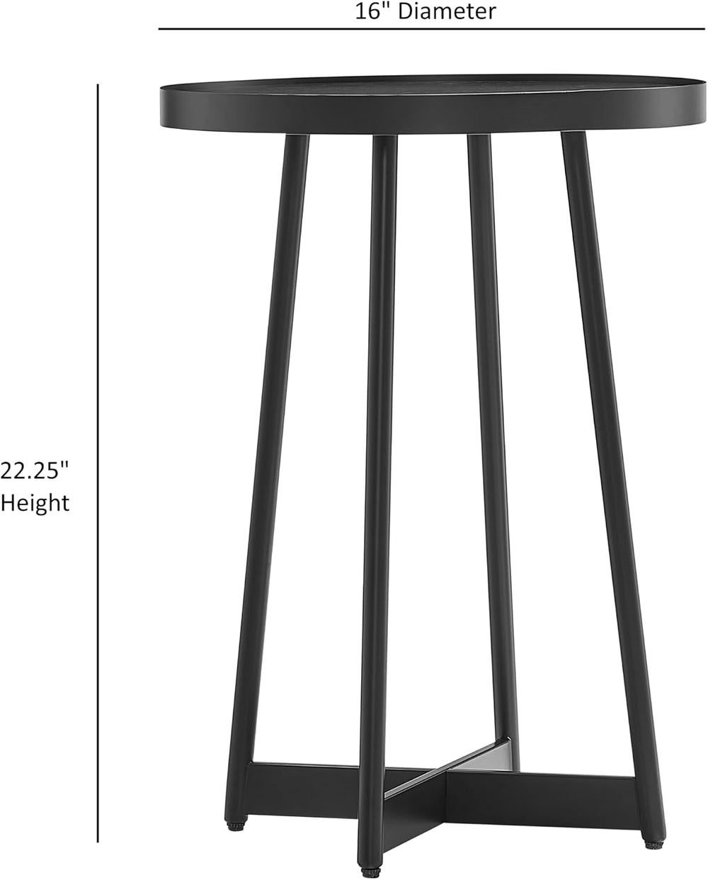 Ranlo Modern Round Accent Table with Geometric Metal Legs in Black Finish