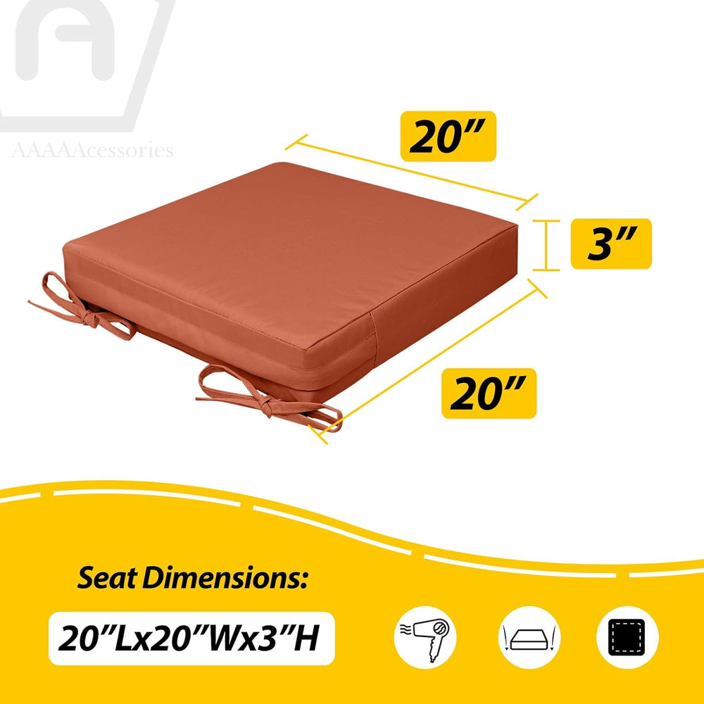 AAAAAcessories Outdoor Chair Cushions, 20 x 20 x 3 inches, Set of 2