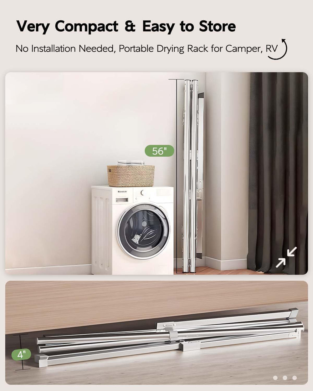 Vikaqi Clothes Drying Rack 95 Inches Folding Outdoor Indoor, Drying Rack Clot...