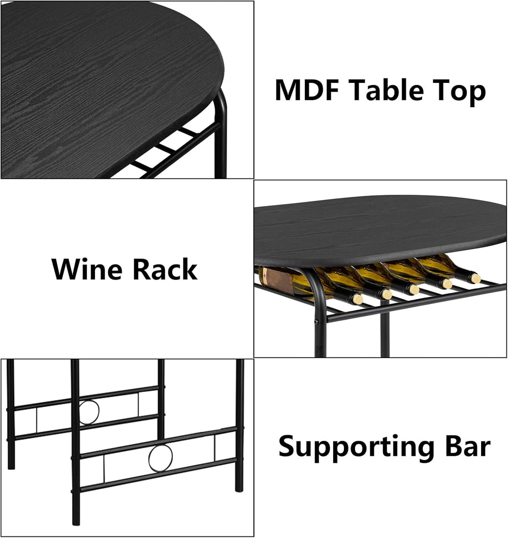 VINGLI 3 Piece Dining Set,Small Kitchen Table Set for 2,Breakfast Table Set,K...