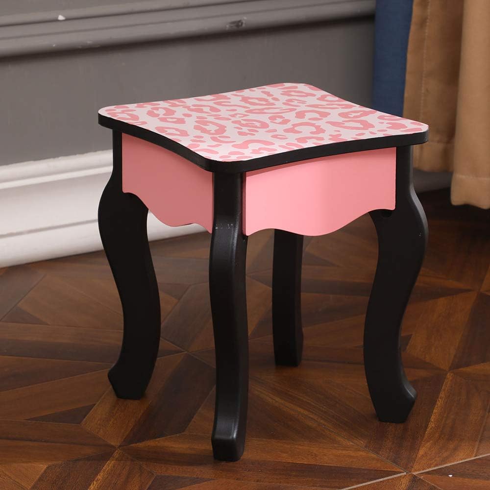 Vasitelan Vanity Table and Chair Set, Vanity Set with Mirror and Stool, Makeu...