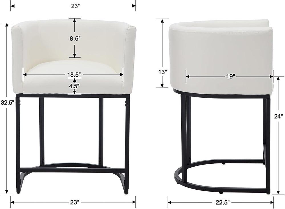RIVOVA Bar Stools Set of 2, 24" Upholstered Counter Height Bar Stools, M...
