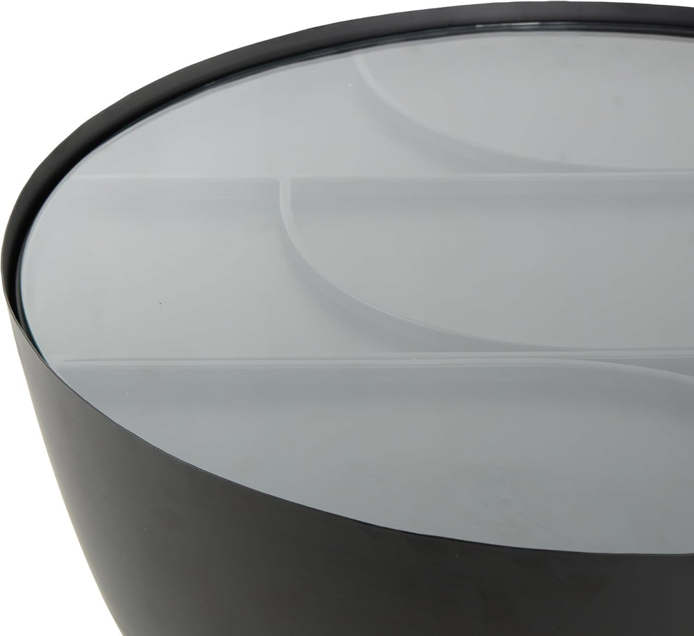Deco 79 Metal Geometric Side End Accent Table End Table with Glass Tabletop a...