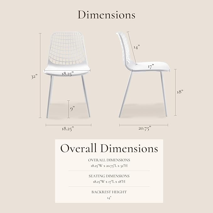Poly & BARK Marais Modern Dining Chairs Set of 4 – Mid Century Modern Pla...