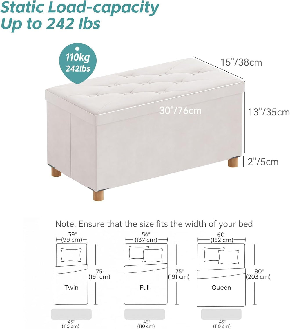 BRIAN & DANY 30 Inches Folding Storage Ottoman Bench, Ottoman with Storag...