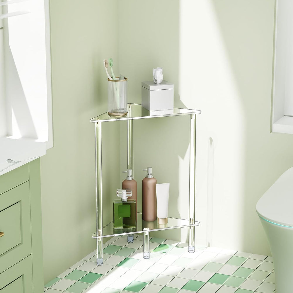 Clear Triangle Acrylic Side Table for Small Space, 11.81" L x 11.81"...