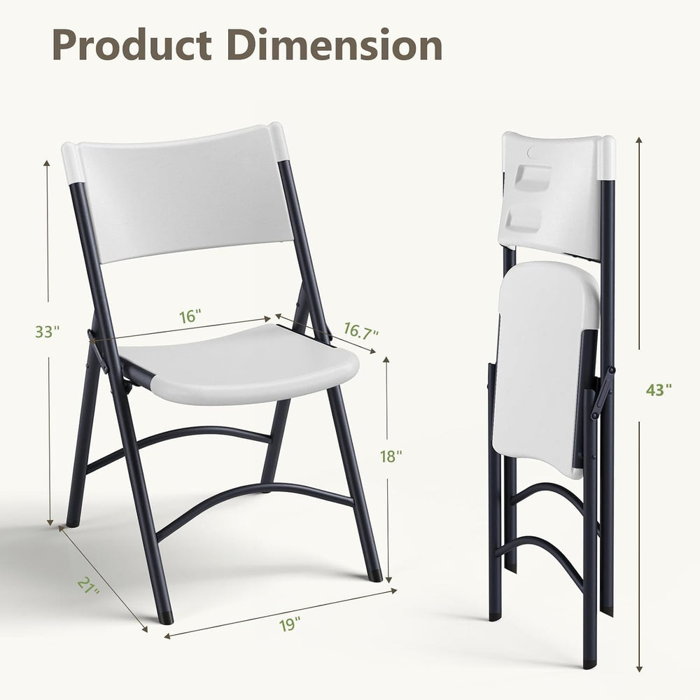 Folding Table and Chairs Set for 4, 4FT Adjustable Height Plastic Folding Tab...