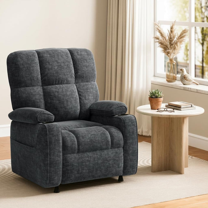 Pipishell Power Recliner Chair for Adults, One-Touch Synchronized Reclining, Oeko-TEX Chenille Fabric Electric Recliner with Remote USB Ports, Cup Holder & Side Pockets, for Living Room & Bedroom