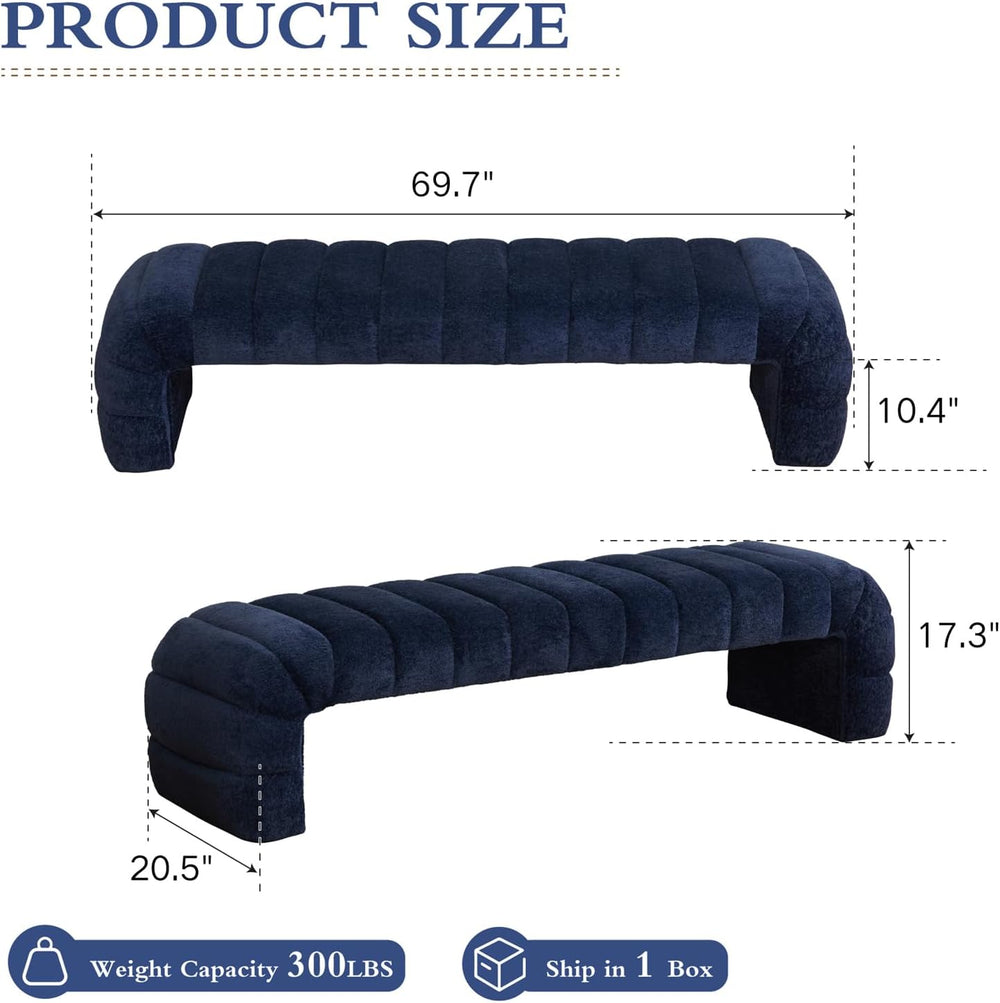 Chifee & Vingol 69.7" W Modern Living Room Bench Upholstered Bedroom...