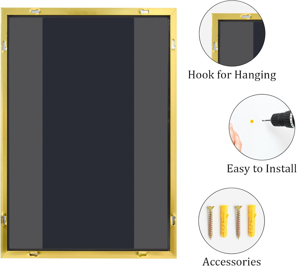 Koonmi Bathroom Wall Mirror, 47x30 Gold Mirror for Over Sink