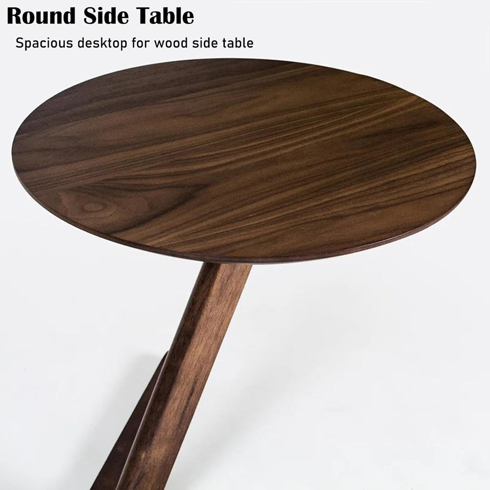 YUNMUAIR-C-Shaped Solid Wood End Table,Small Round Side Table for Couch,Space...