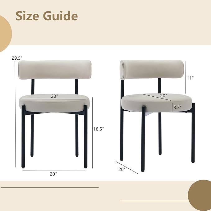 Faux Leather Dining Chairs Set of 4, Upholstered Kitchen and Dining Room Chai...