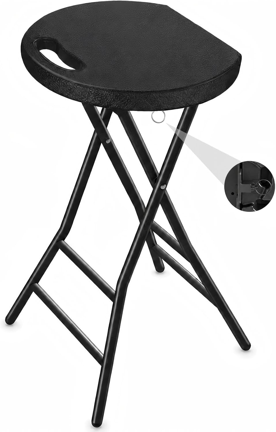 5Rcom 24 Inch Foldable Bar Stool with Safety Lock for Adults | Sturdy Steel F...