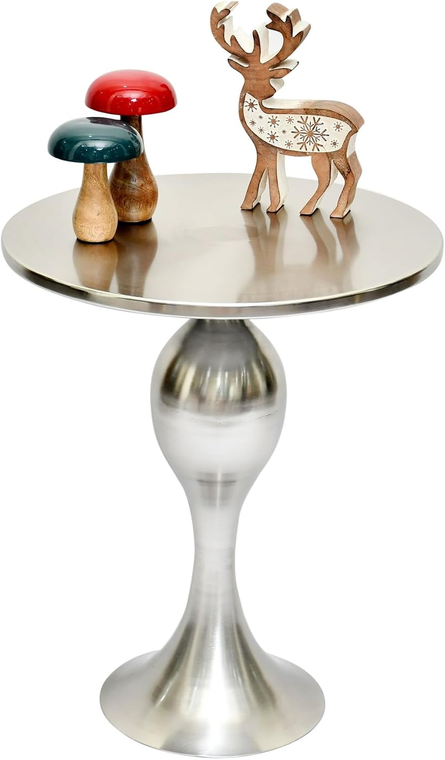 Sculptural Pedestal Polished Nickle Side Table