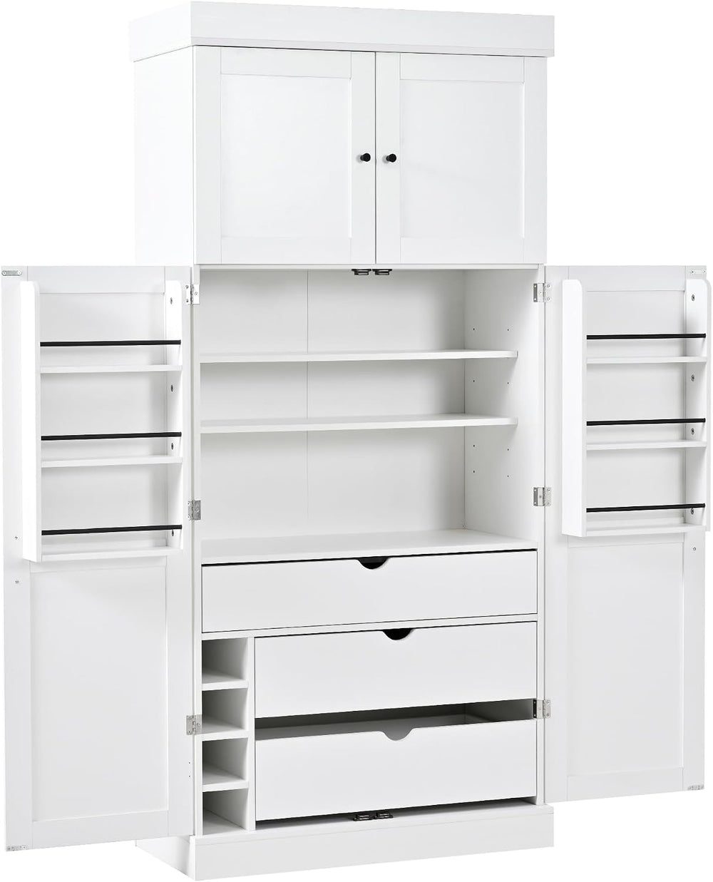 Large Freestanding Kitchen Pantry Cabinet, Cupboard Storage Cabinet with Adju...