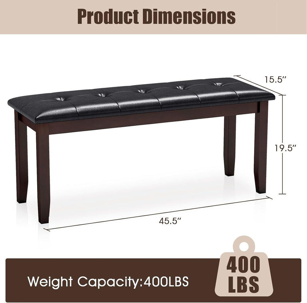 Giantex Dining Room Bench, Traditional Upholstered Table Benches, Hallway PU ...