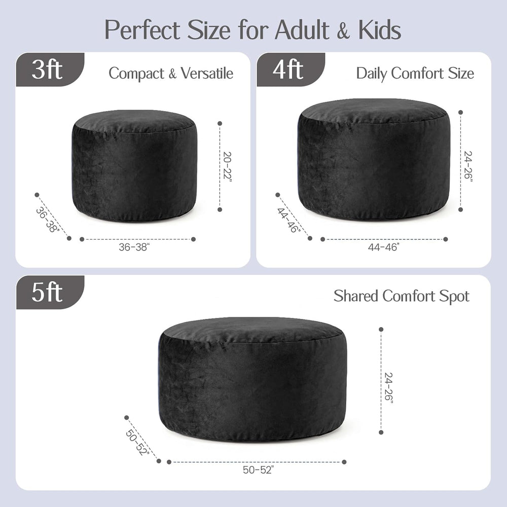 5FT Bean Bag Chair for Adults, Gaint Bean Bag with Filling, Memory Foam Bean ...
