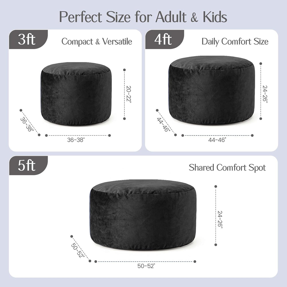 4FT Bean Bag Chair for Adults, Large Bean Bag with Filling, Memory Foam Bean ...