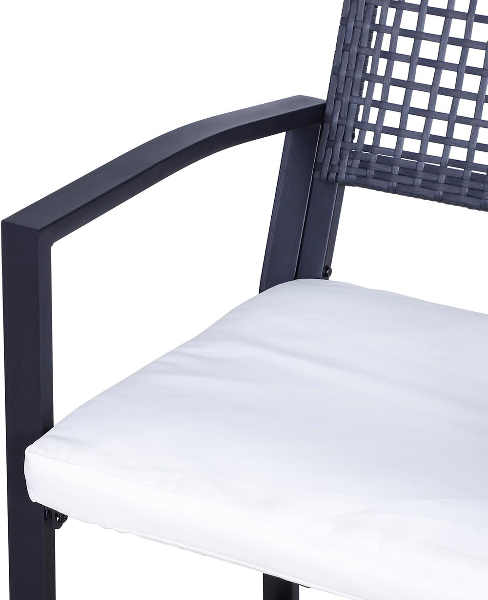 Outsunny 3pcs Patio Bar Set with Soft Cushion, Rattan Wicker for Poolside