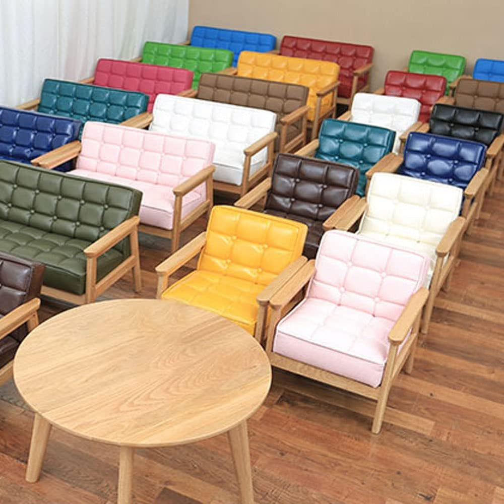 Sofa Chair: Solid Wood Arm & PU Leather Fabric Seating Chair Photography ...