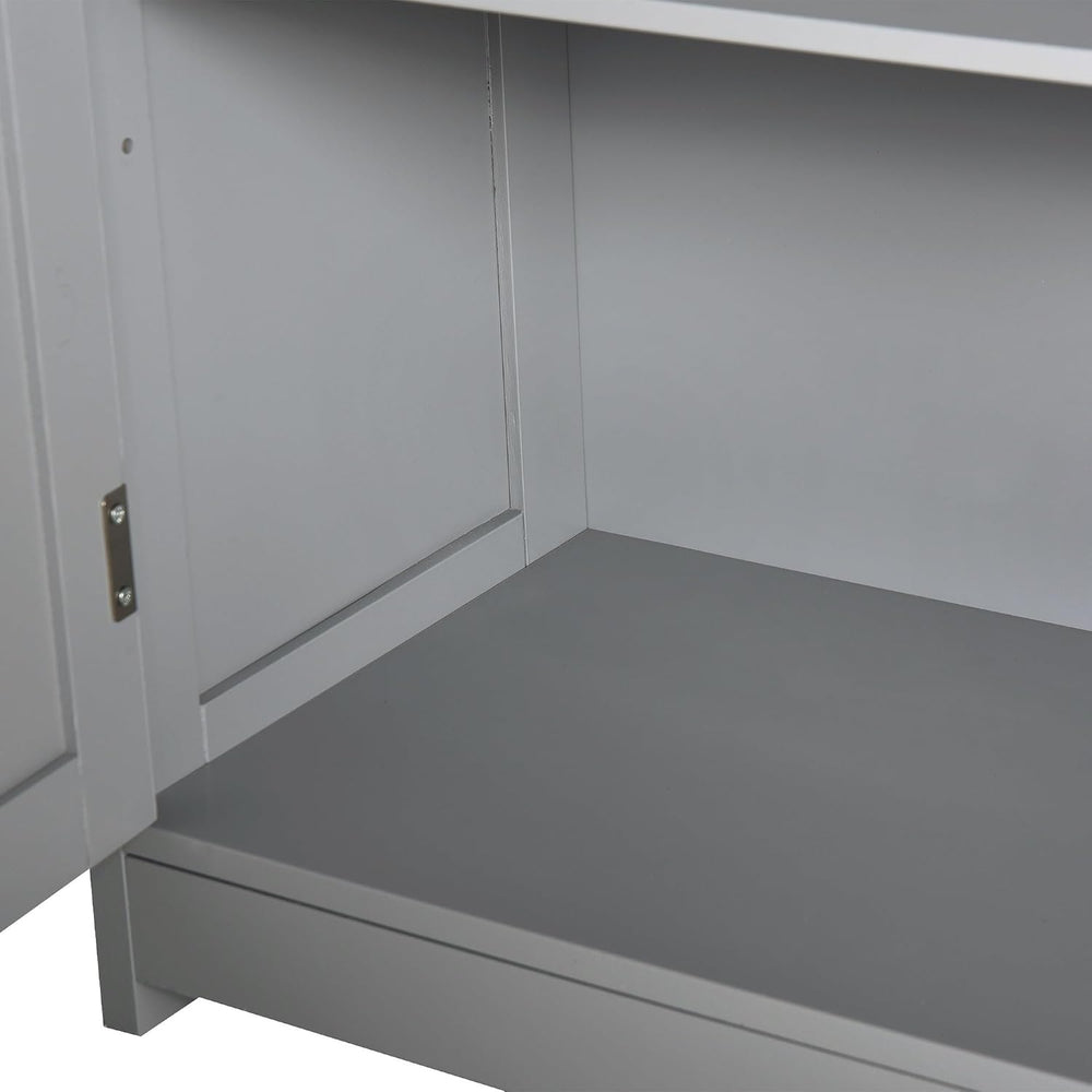 Floor Cabinet with 2 Doors, 2 Drawers and Adjustable Shelf, Freestanding Stor...