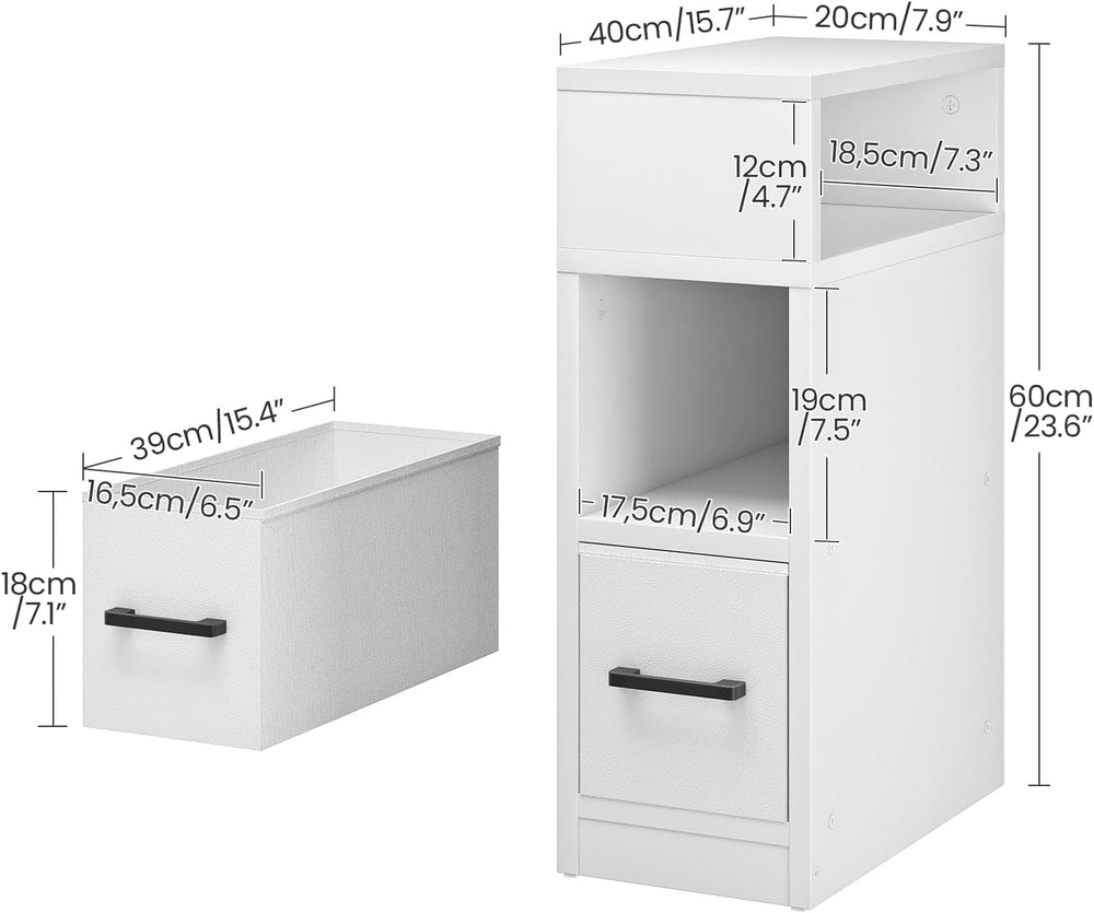 CHOEZON Narrow Side Table, 7.9" Small Nightstand with Drawer, Skinny Bed...